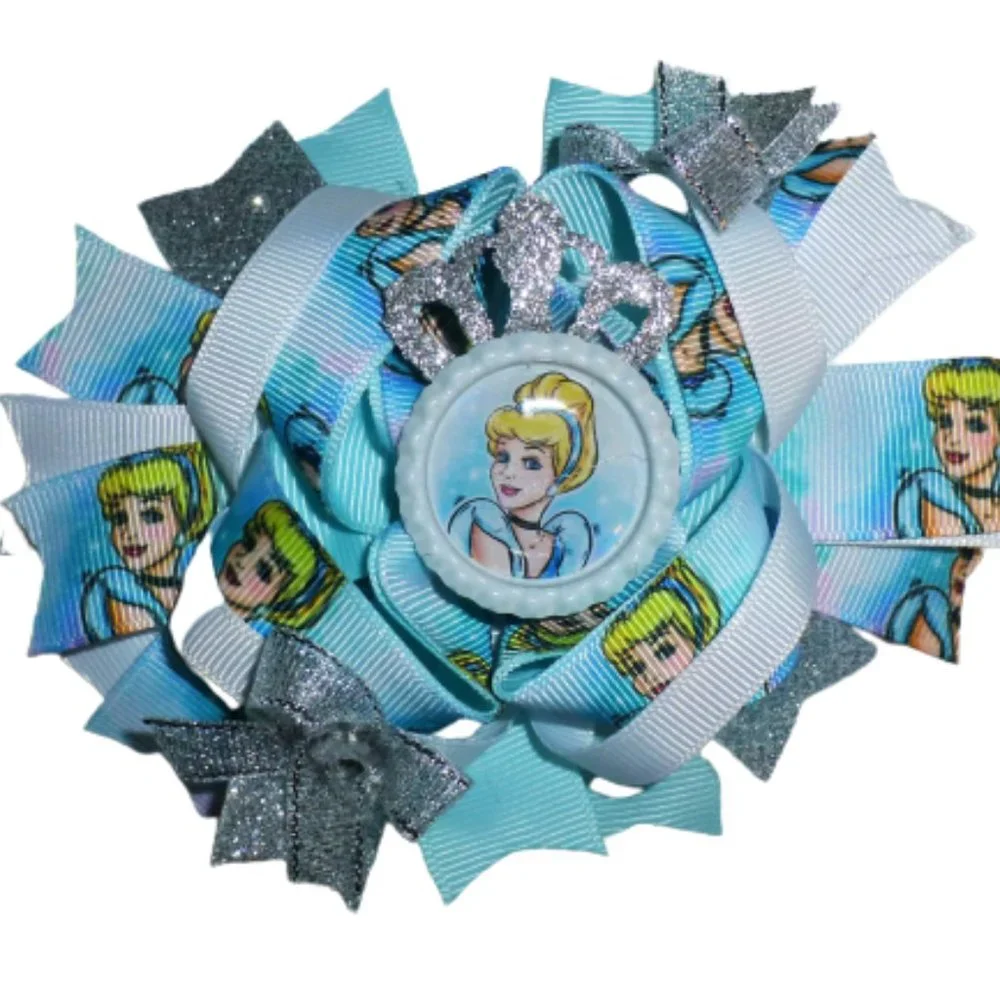 Princess Cinderella Girls 5-Inch Hair Bow Clip
